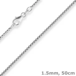1,5mm Veneziakette rund Silberkette Collier Halskette aus 925 Silber 50cm