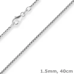 1,5mm Veneziakette rund Silberkette Collier Halskette aus 925 Silber 40cm