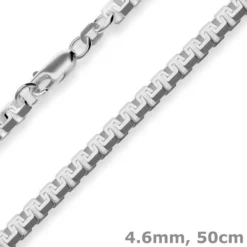 4,6mm Veneziakette sechskant Collier Halskette aus 925 Silber rhodiniert 50cm