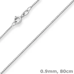 0,9mm Veneziakette Silberkette Collier Halskette aus 925 Silber rhodiniert 80cm