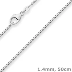 1,4mm Veneziakette Silberkette Collier Halskette aus 925 Silber rhodiniert 50cm