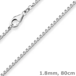1,8mm Veneziakette Silberkette Collier Halskette aus 925 Silber rhodiniert 80cm