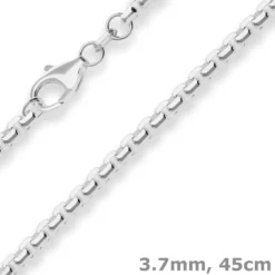 3,7mm Veneziakette vierkant Silberkette Collier Halskette aus 925 Silber 45cm