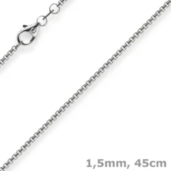 1,5mm Venezianerkette aus 750 Gold Weißgold Kette Collier Halskette rund 45cm