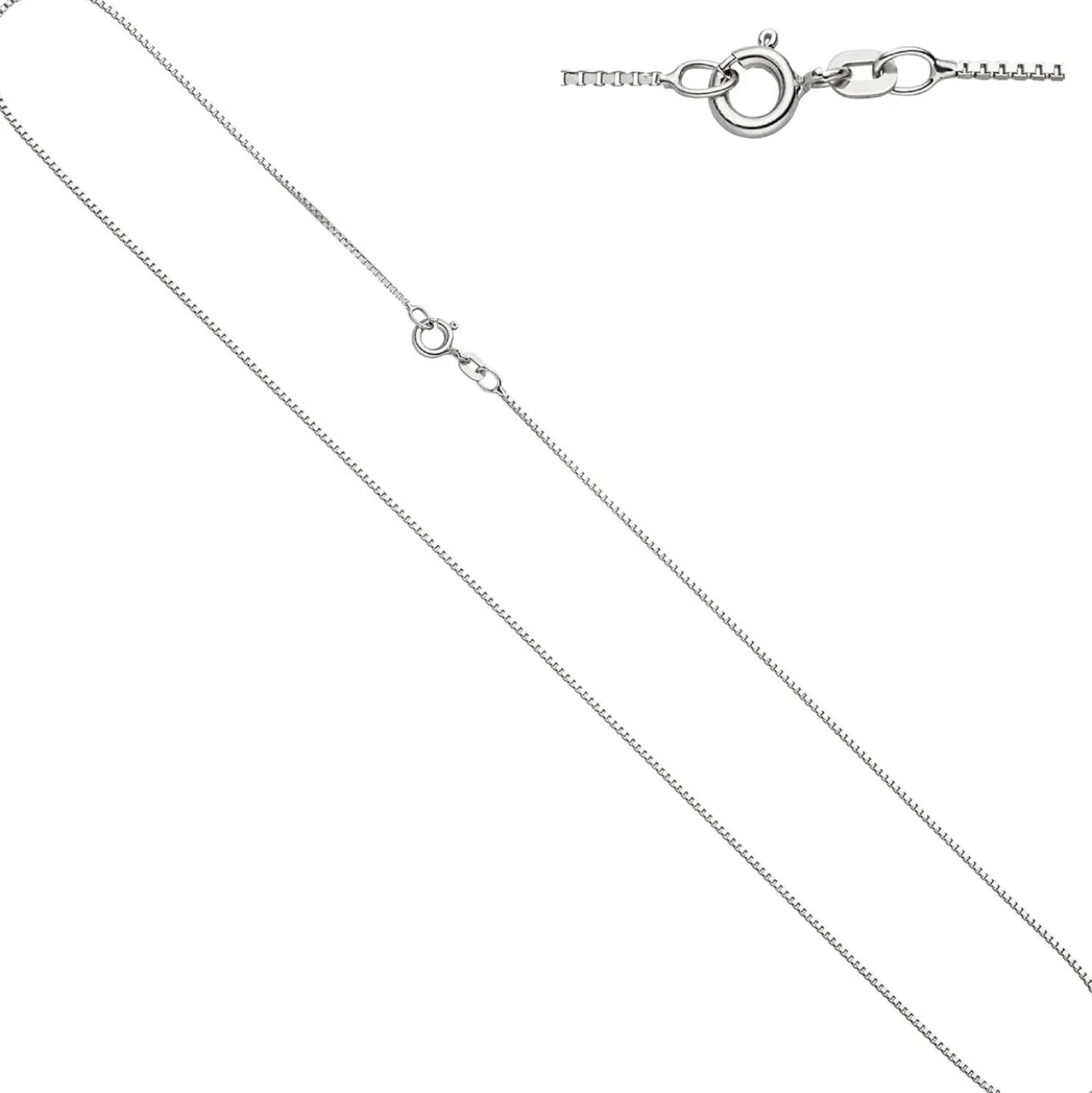 1,2mm Venezianer Kette Collier, 333 Gold Weißgold, 42cm