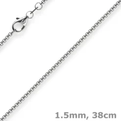 1,5mm Venezianerkette 585 Gold Weißgold Kette Collier Halskette rund 38cm