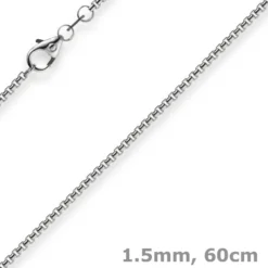 1,5mm Venezianerkette 750 Gold Weißgold Kette Collier Halskette rund 60cm