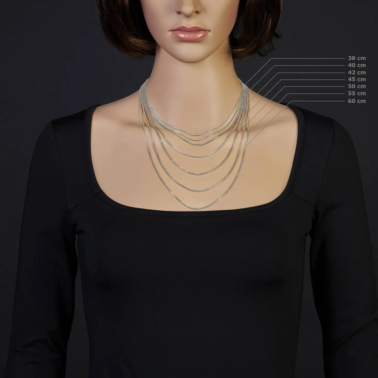 1,5mm Venezianerkette 585 Gold Weißgold Kette Collier Halskette rund 55cm