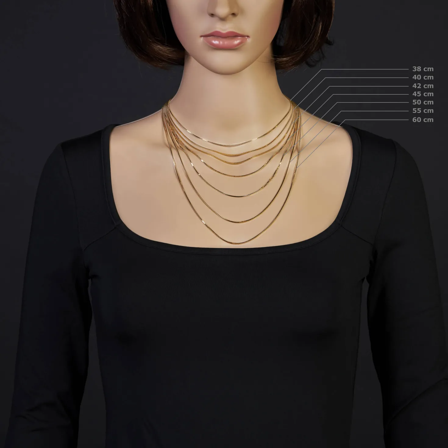 1,1mm Venezianerkette Kette Collier aus 585 Gold Gelbgold, 50cm, Unisex