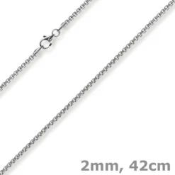 2mm Venezianerkette rund 750 Gold Weißgold Kette Collier Halskette 42cm Damen