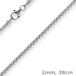 2mm Venezianerkette rund 585 Gold Weißgold Kette Collier Halskette 38cm Damen
