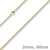2mm Venezianerkette rund 750 Gold Gelbgold Kette Collier Halskette 60cm Damen