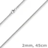 2mm Venezianerkette rund 750 Gold Weißgold Kette Collier Halskette 45cm Damen