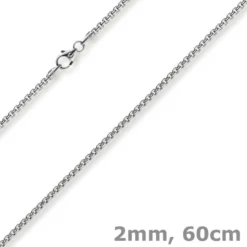 2mm Venezianerkette rund 750 Gold Weißgold Kette Collier Halskette 60cm Damen