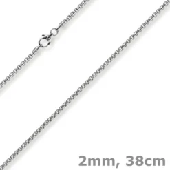 2mm Venezianerkette rund 750 Gold Weißgold Kette Collier Halskette 38cm Damen