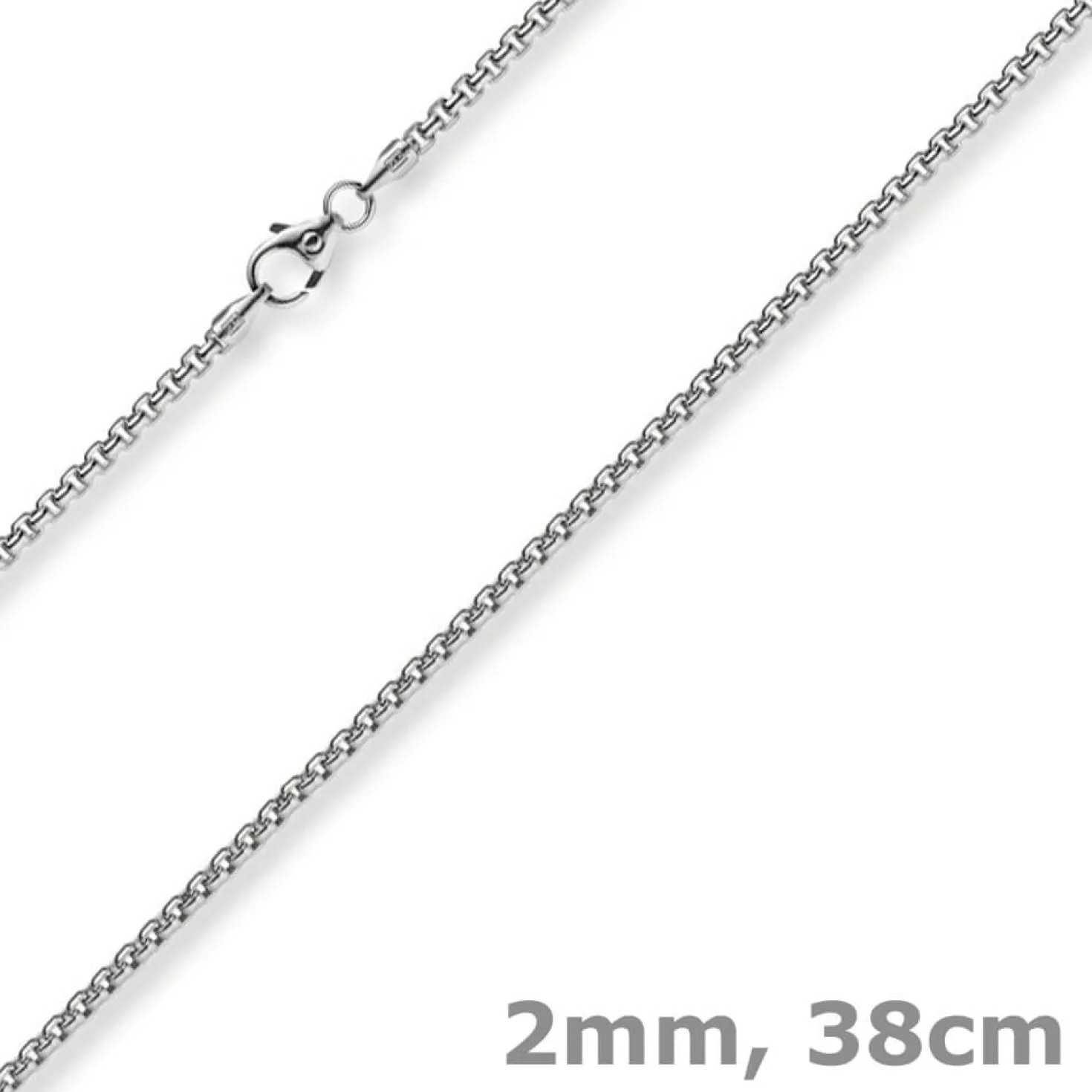 2mm Venezianerkette rund 750 Gold Weißgold Kette Collier Halskette 38cm Damen