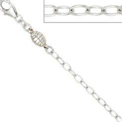 2,9mm Verlängerungskette aus 925 Silber mit Karabiner & Magnet-Verschluss 7,5cm