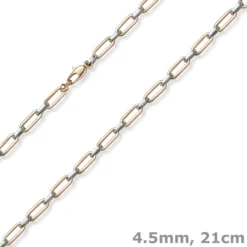 4,5mm Weit-Anker-Vierkant-Armband Armschmuck 585 Gold Weißgold & Rotgold 21cm