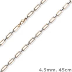 4,5mm Weit-Anker-Vierkant-Kette Halskette Collier 585 Weißgold & Rotgold 45cm