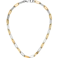 7mm Y-Kette Collier Anker weit vierkant Kette aus Edelstahl bicolor 47cm