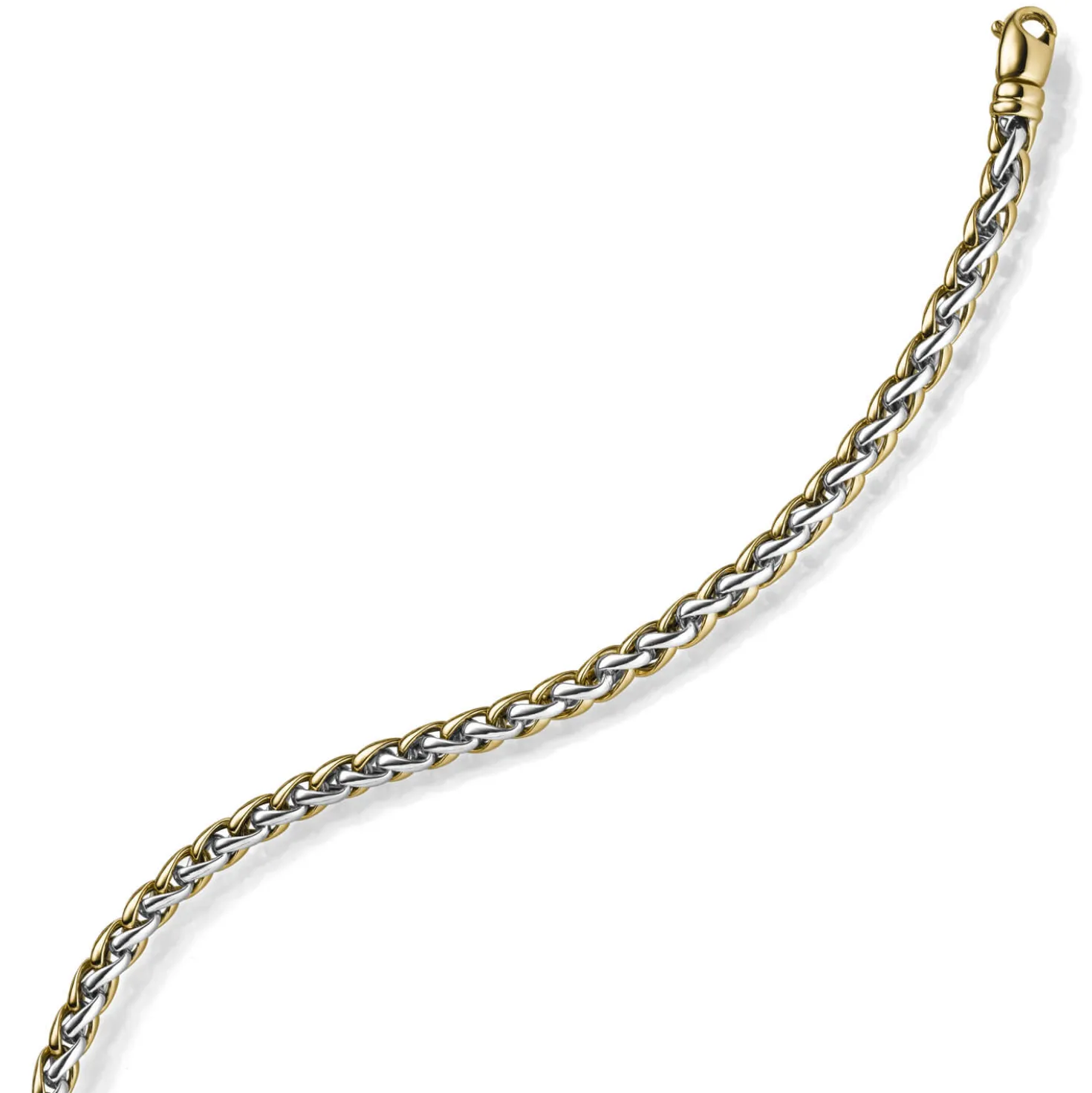 5,5mm Zopf-Armband Armschmuck Armkette 585 Gold Gelbgold & Weißgold bicolor 21cm