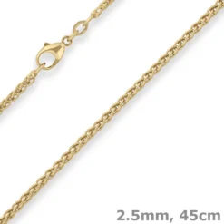 2,5mm Zopfkette Goldkette Collier Halskette aus 750 Gold Gelbgold 45cm