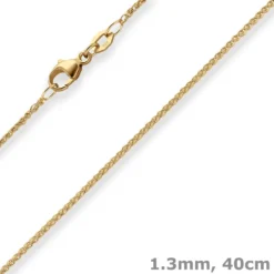 1,3mm Zopfkette Goldkette Collier Halskette aus 750 Gold Gelbgold 40cm