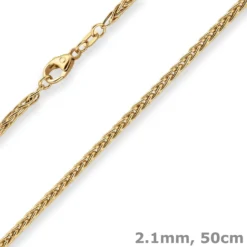 2,1mm Zopfkette Goldkette Collier Halskette aus 585 Gold Gelbgold 50cm
