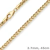 2,7mm Zopfkette Goldkette Collier Halskette aus 585 Gold Gelbgold 45cm