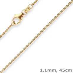 1,1mm Zopfkette Goldkette Collier Halskette aus 333 Gold Gelbgold 45cm