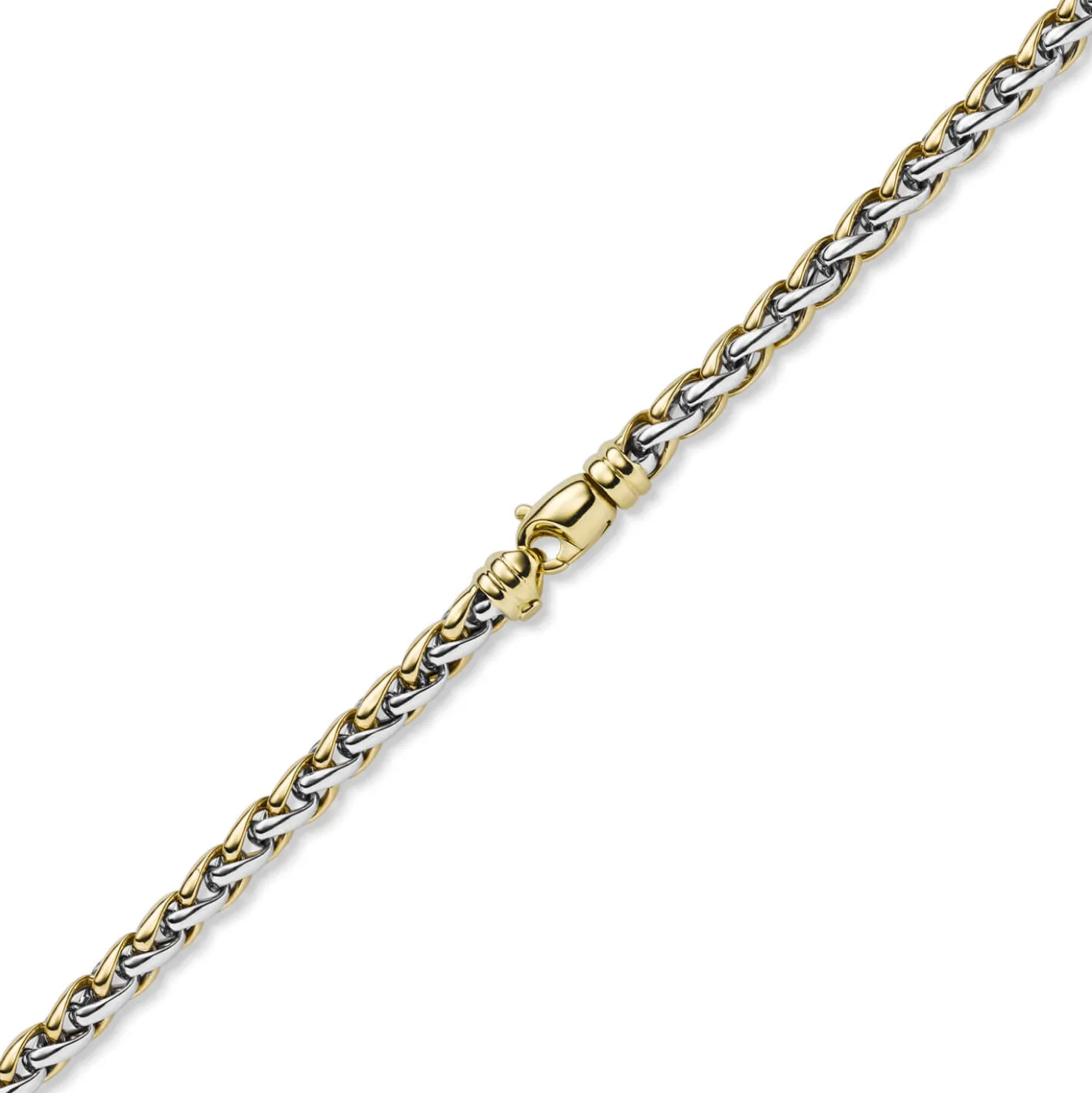 5,5mm Zopfkette Halskette Collier aus 585 Gold Gelbgold & Weißgold bicolor 45cm