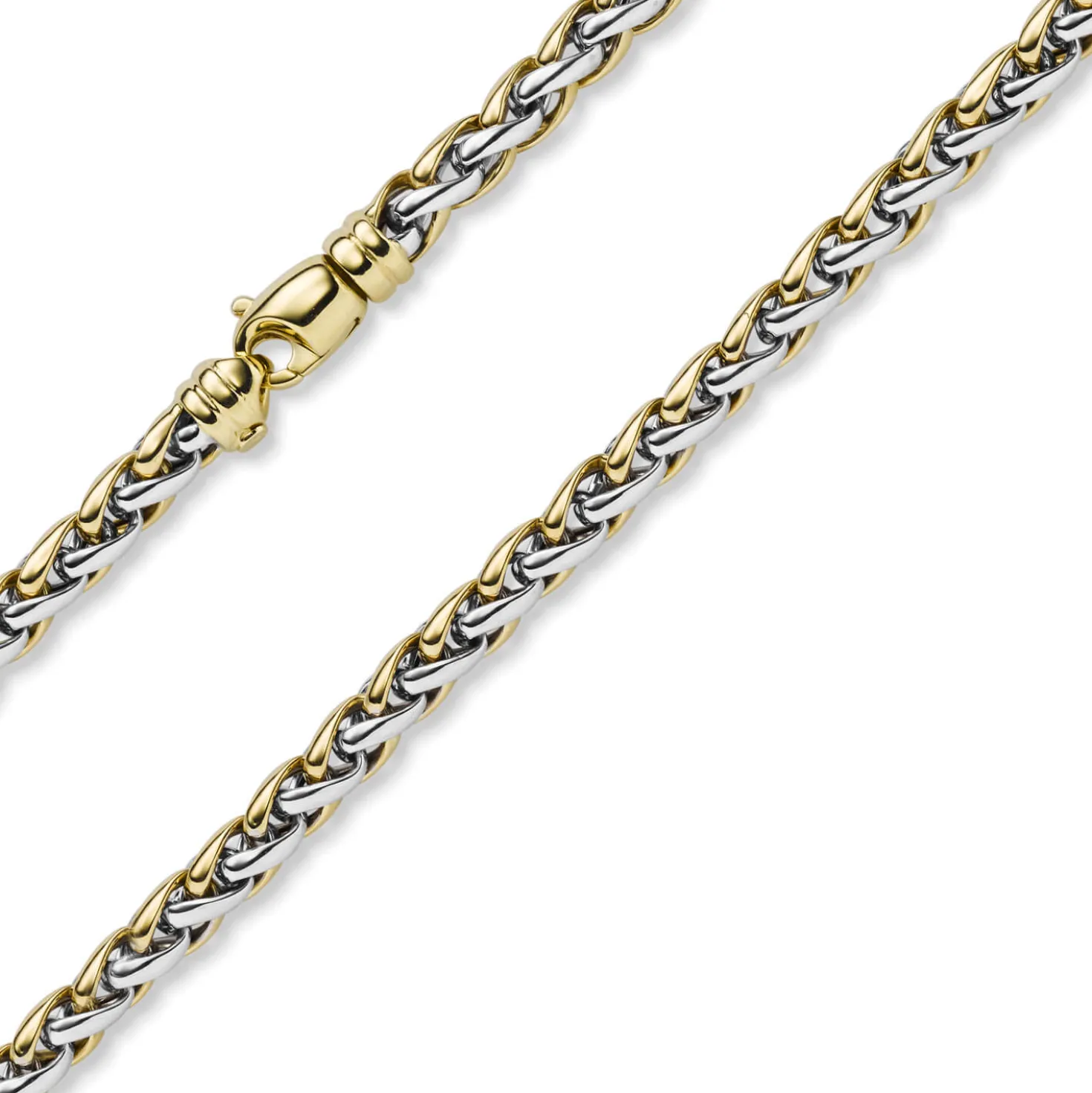 5,5mm Zopfkette Halskette Collier aus 585 Gold Gelbgold & Weißgold bicolor 50cm