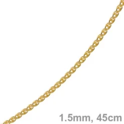1,5mm Zopfkette Kette Collier aus 750 Gold Gelbgold massiv, 45cm