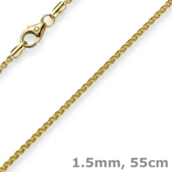 1,5mm Zopfkette Kette Collier aus 585 Gold Gelbgold, Goldkette, 55cm