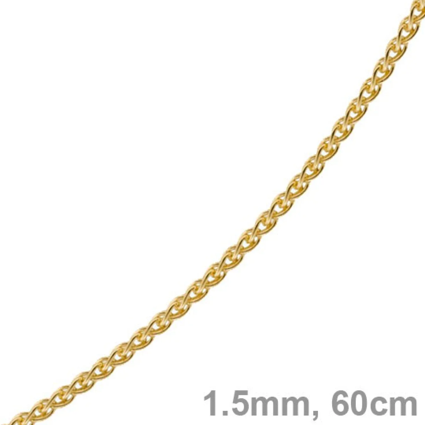 1,5mm Zopfkette Kette Collier aus 585 Gold Gelbgold, Goldkette, 60cm