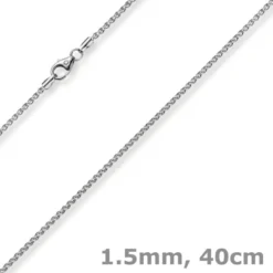 1,5mm Zopfkette Kette Collier aus 750 Gold Weißgold, Goldkette, 40cm