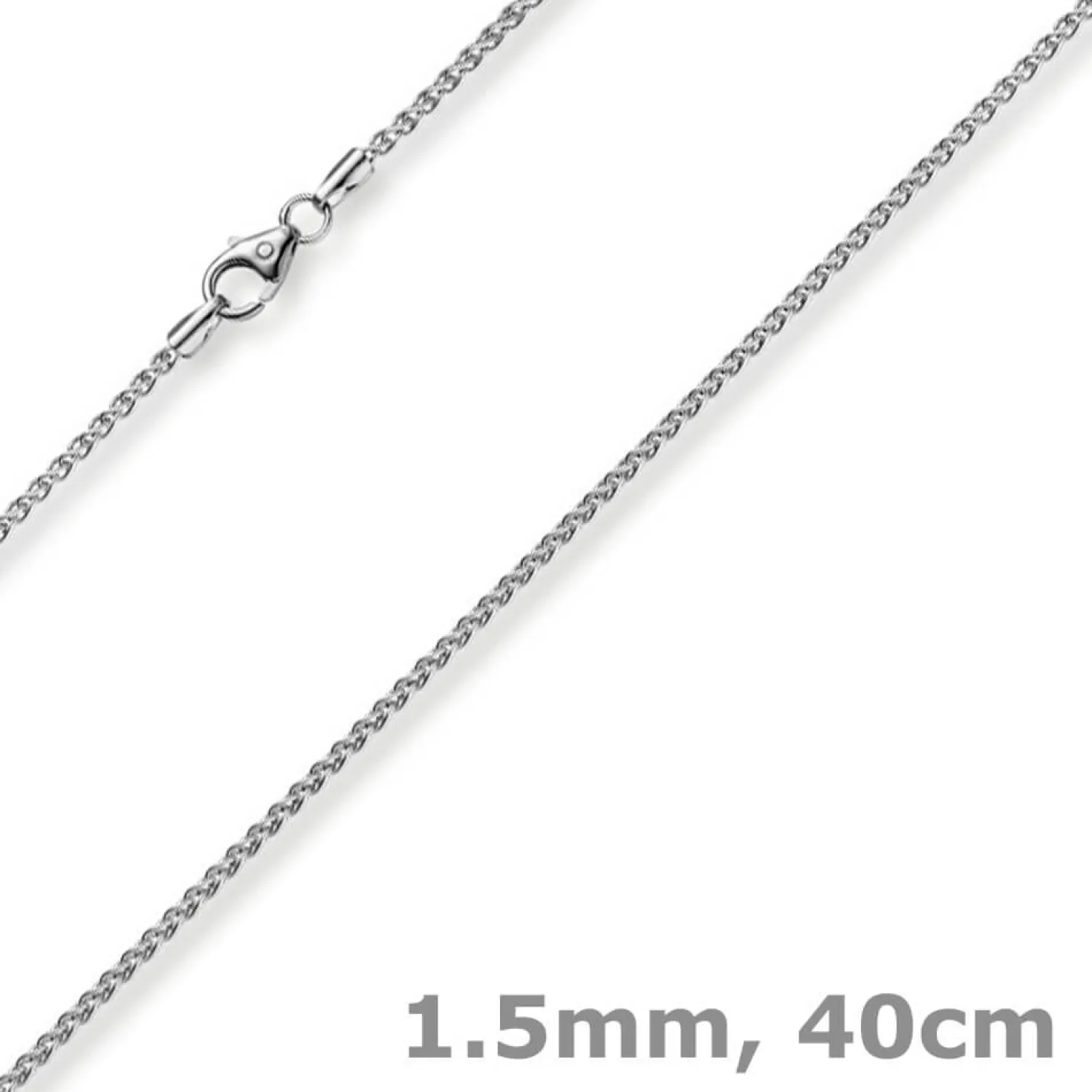 1,5mm Zopfkette Kette Collier aus 750 Gold Weißgold, Goldkette, 40cm