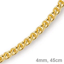 4mm Zopfkette Kette Collier aus 750 Gold Gelbgold Goldkette 45cm Unisex