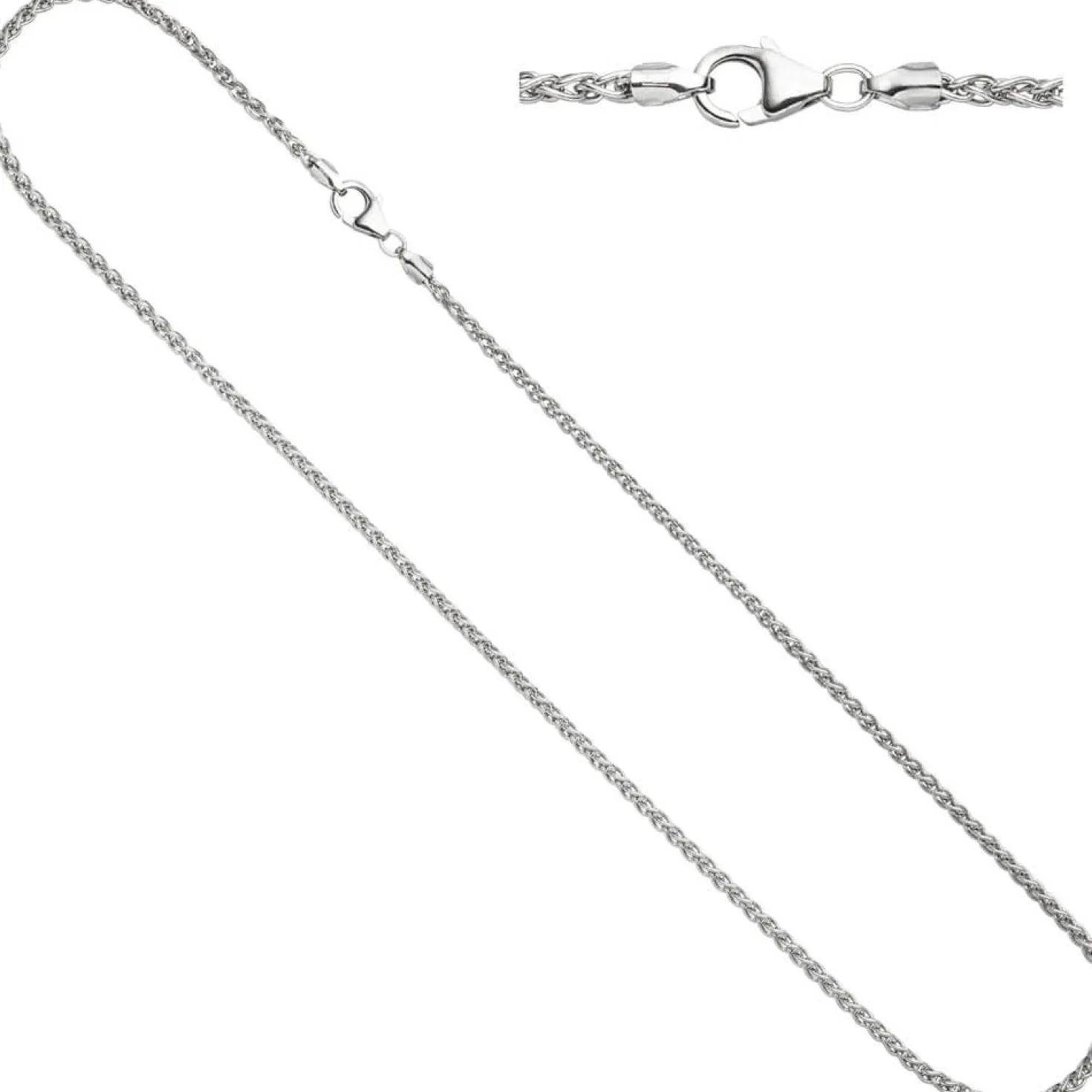 2,2mm Zopfkette Kette Collier aus 925 Silber Sterlingsilber 45cm