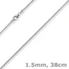 1,5mm Zopfkette Kette Collier aus 750 Gold Weißgold, Goldkette, 38cm