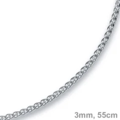 3mm Zopfkette Kette Collier aus 750 Gold Weißgold Goldkette 55cm Unisex