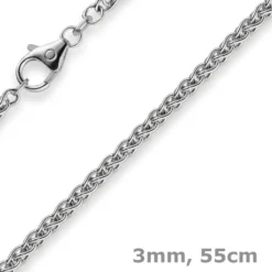 3mm Zopfkette Kette Collier aus 750 Gold Weißgold Goldkette 55cm Unisex