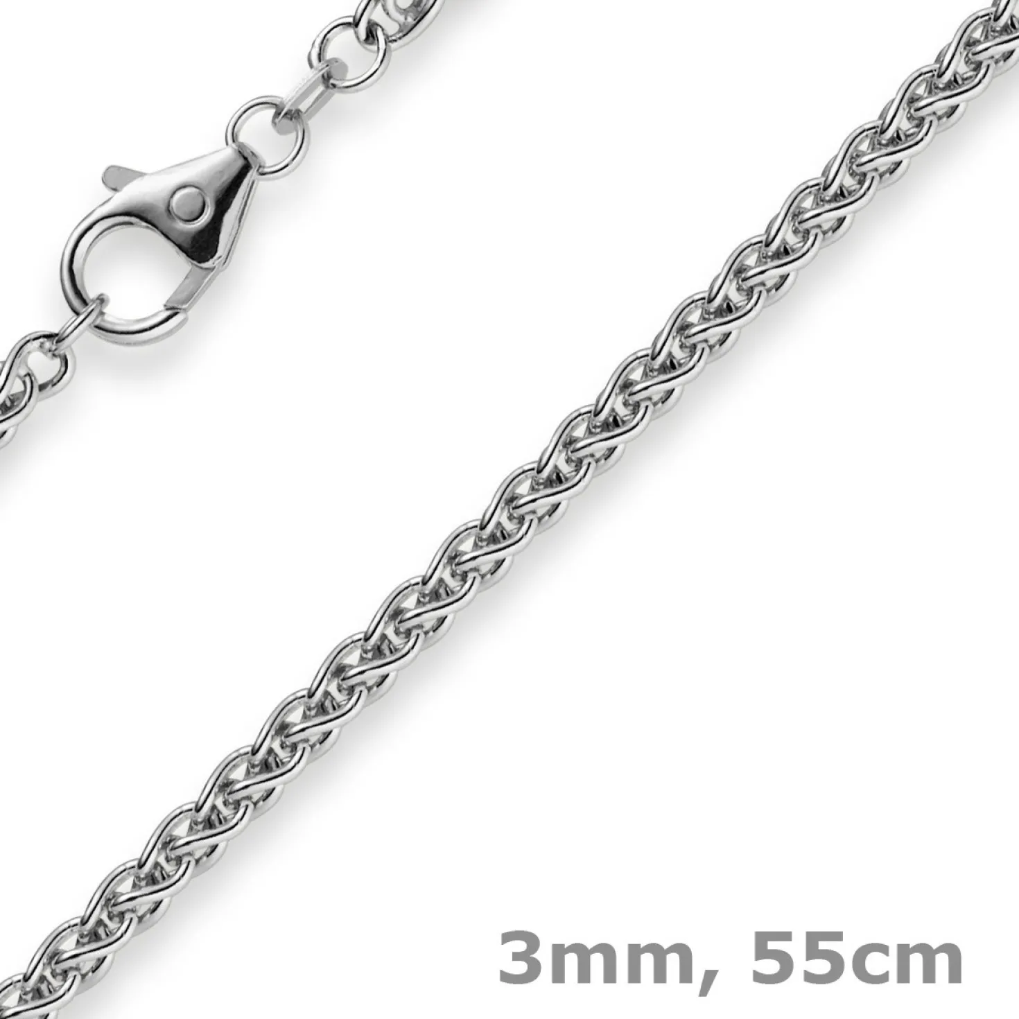 3mm Zopfkette Kette Collier aus 750 Gold Weißgold Goldkette 55cm Unisex