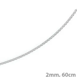 2mm Zopfkette Kette Collier aus 585 Gold Weißgold, Goldkette, 60cm