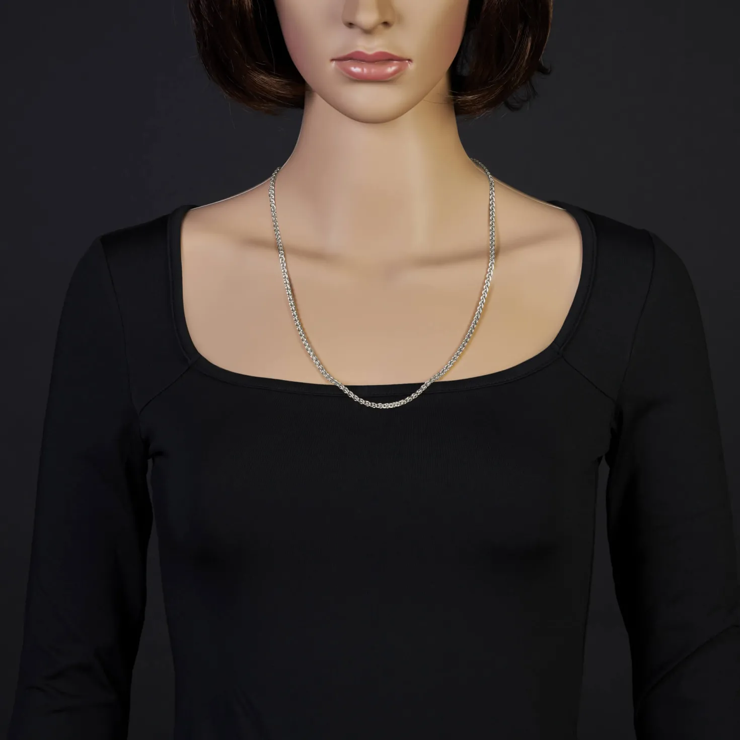 3mm Zopfkette Kette Collier aus 585 Gold Weißgold, Goldkette, 60cm
