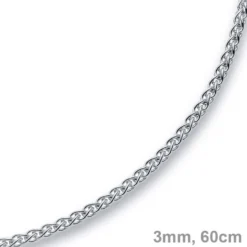 3mm Zopfkette Kette Collier aus 585 Gold Weißgold, Goldkette, 60cm