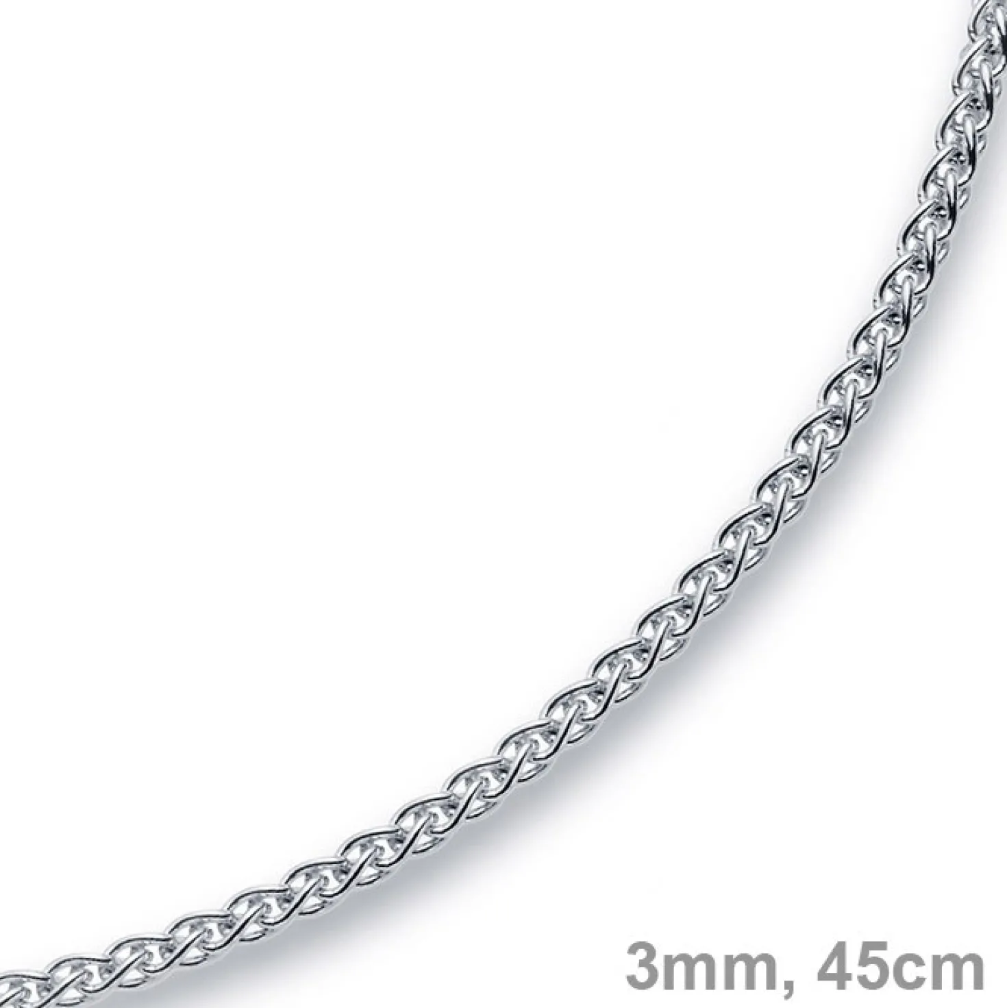 3mm Zopfkette Kette Collier aus 750 Gold Weißgold Goldkette 45cm Unisex