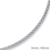 3mm Zopfkette Kette Collier aus 750 Gold Weißgold Goldkette 60cm Unisex