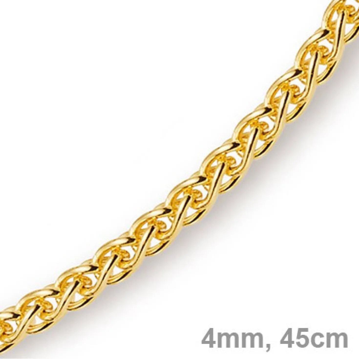 4mm Zopfkette Kette Collier aus 585 Gold Gelbgold, Goldkette, 45cm