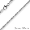 2mm Zopfkette Kette Collier aus 585 Gold Weißgold, Goldkette, 55cm